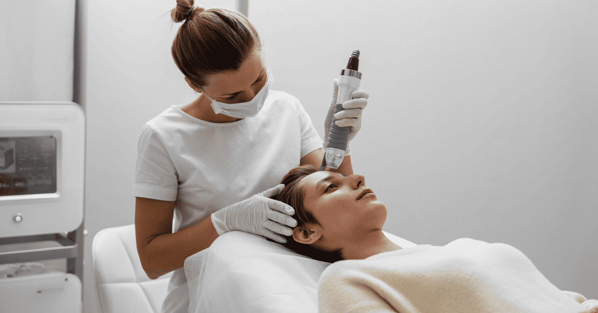 A woman getting Vivace microneedling.